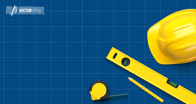 Arri&egrave;re plan bleu avec outils vectoriels