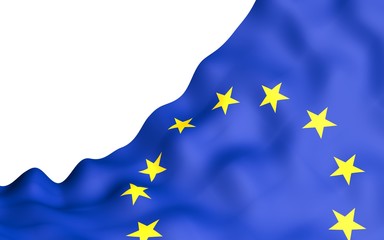 Slightly waving flag of the European Union isolated on white background, 3D rendering. Symbol of Europe. 3D illustration