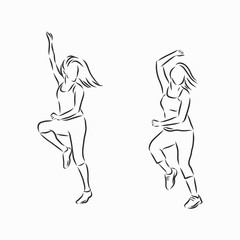 zumba dancers illustration . Zumba, Zumba dancers, fitness, dancer, vector sketch illustration