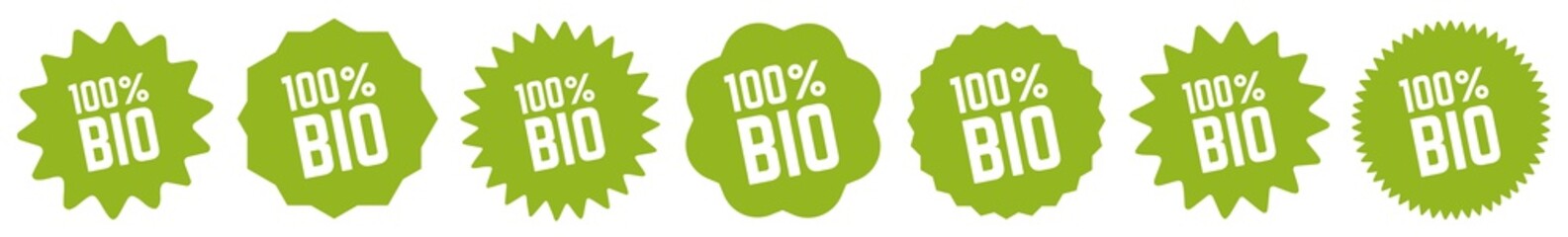 100 % Bio Etikett Schild Grün | 100 Prozent Bio Icon | Sticker | Label | Variations