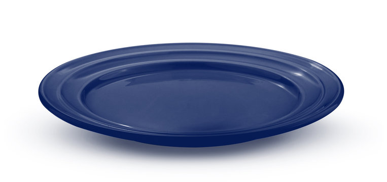 Empty Blue Plate On White Background