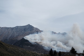 Fototapeta premium Fire in the Alps, Rocciamelone