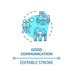 Good communication concept icon. Friends and family members relationship idea thin line illustration. People emotional support, conversation. Vector isolated outline RGB color drawing. Editable stroke