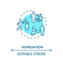 Humiliation concept icon. Children and partner abuse and mistreatment idea thin line illustration. Domestic violence. Vector isolated outline RGB color drawing. Editable stroke