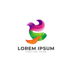 Abstract Fish Art Modern Gradient Logo Vector Icon Illustration