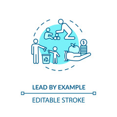 Lead by example concept icon. Family members relationship idea thin line illustration. Parenting and children education. Teaching kids. Vector isolated outline RGB color drawing. Editable stroke