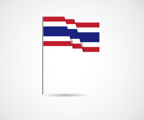 vector waving simple triangle Thai flag on pole - national symbol of Thailand