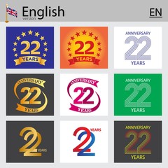 Set of number 22 templates
