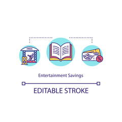 Entertainment savings concept icon. Cost effective recreation, inexpensive amusement idea thin line illustration. Spending less money. Vector isolated outline RGB color drawing. Editable stroke