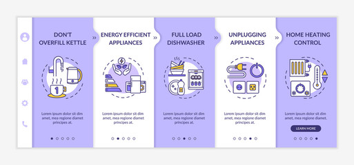 Money saving tips onboarding vector template. Sustainable consumption, cost effective lifestyle. Responsive mobile website with icons. Webpage walkthrough step screens. RGB color concept