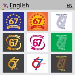 Set of number 67 templates