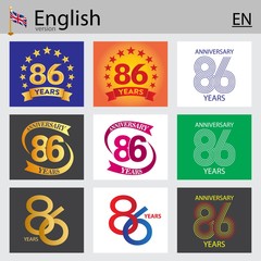Set of number 86 templates