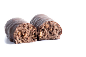 Chocolate candies isolated on white background