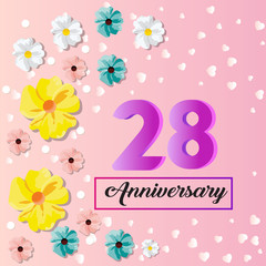28 years anniversary celebration logo vector template design