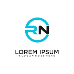 abstract initial letter R N logo design template