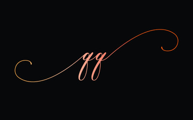 qq or q Lowercase Cursive Letter Initial Logo Design, Vector Template
