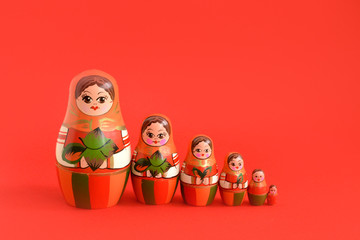 traditional russian nesting dolls. Babushkas or matryoshkas.