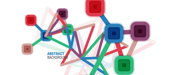Abstract square dot connections, flat style multicolored geometric background for Wallpaper, Banner, Background, Card, Book Illustration, landing page or poster design