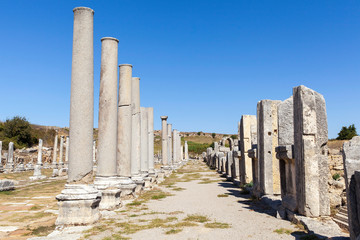 agora ruins in the ancient city of Perge Antalya located in Turkey.