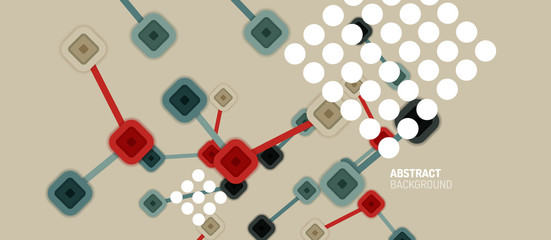 Abstract square dot connections, flat style multicolored geometric background for Wallpaper, Banner, Background, Card, Book Illustration, landing page or poster design