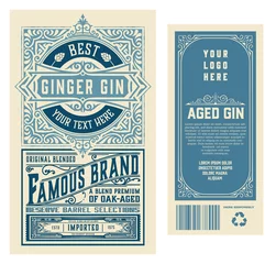 Poster Satz vollständiger Vintage-Gin-Etiketten. geschichtet © Roverto