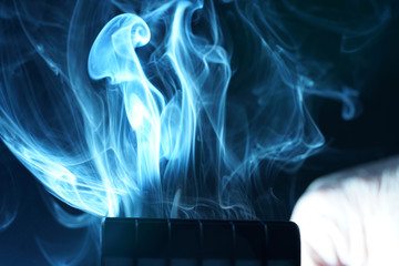 Blue smoke photographed in the studio