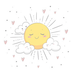 cute cloud and sun - mom and kids-mother's day
