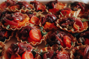 Reception. Tartlets with vegetables