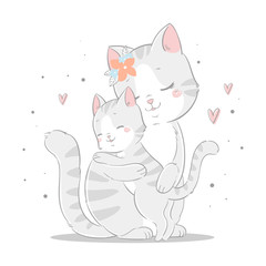 cute cats - mom and kids-mother's day