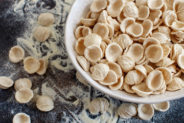 Fresh raw  italian pasta orecchiette