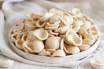Fresh raw  italian pasta orecchiette
