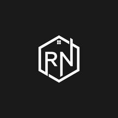 abstract initial letter R N logo design template