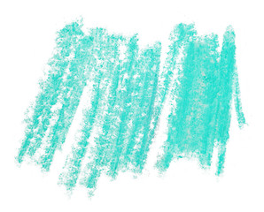 aquamarine colored texture oil crayon stain on a white background