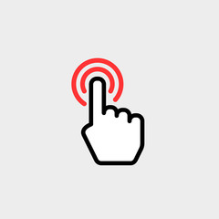 Hand clicking, touch sign, icon, symbol. Vector illustration