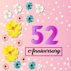 52 years anniversary celebration logo vector template design