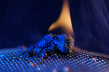 close up of a blue fire