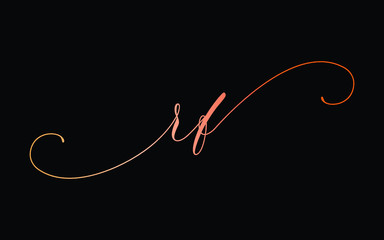 rf or r, f Lowercase Cursive Letter Initial Logo Design, Vector Template