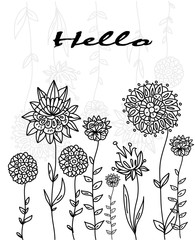 vector pattern with flowers on a nambel background, plain contrast
