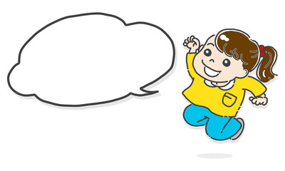 bubble speech jumping little girl