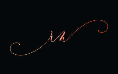 rn or r, n Lowercase Cursive Letter Initial Logo Design, Vector Template