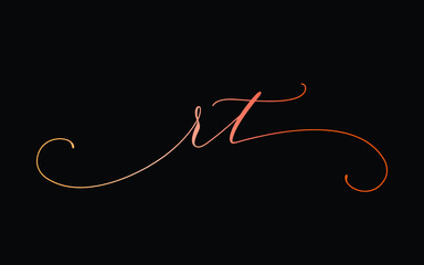 rt or r, t Lowercase Cursive Letter Initial Logo Design, Vector Template