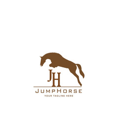simple modern elegance logo vector design of jumping horse for your brand.