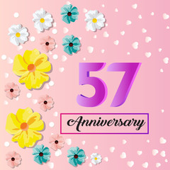 57 years anniversary celebration logo vector template design