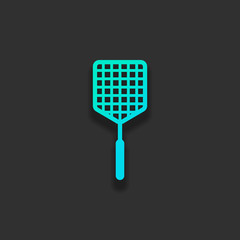 Fly swatter icon. Colorful logo concept with soft shadow on dark