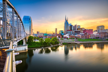 Fototapeta na wymiar Skyline of downtown Nashville, Tennessee, USA