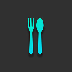 Fork and spoon, icon. Kitchen tools. Colorful logo concept with