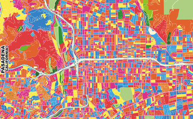 Pasadena, California, USA, colorful vector map