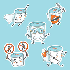 Set of toilet paper stickers. Stickerpack