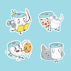 Set of toilet paper stickers. Stickerpack