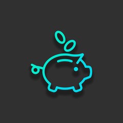Piggy bank, dollar coins. Business icon. Colorful logo concept w